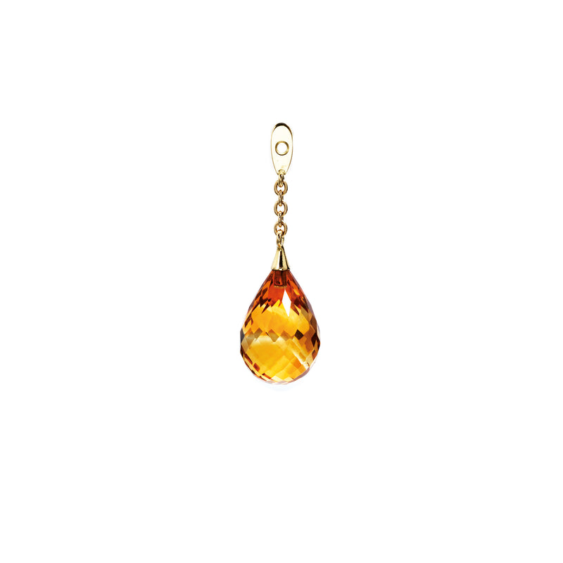Citrine drop earrings with diamonds in 18k white gold | Alessandra Lapeschi 
