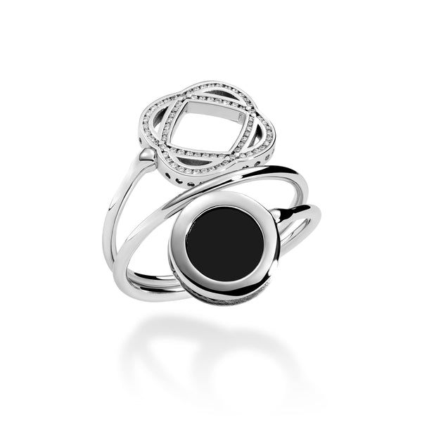 Black onyx & diamond ring in 18k white gold | Alessandra Lapeschi