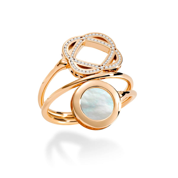 Mother of pearl & diamond ring in 18k rose gold | Alessandra Lapeschi