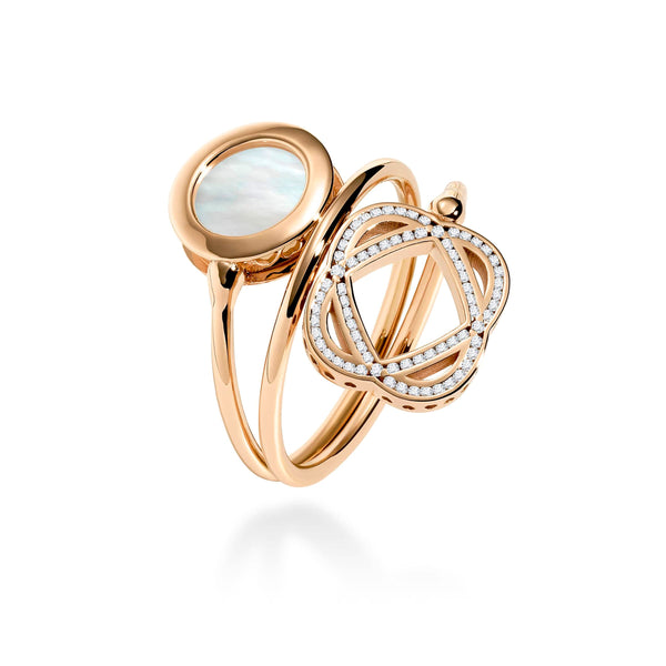 Mother of pearl & diamond ring in 18k rose gold | Alessandra Lapeschi