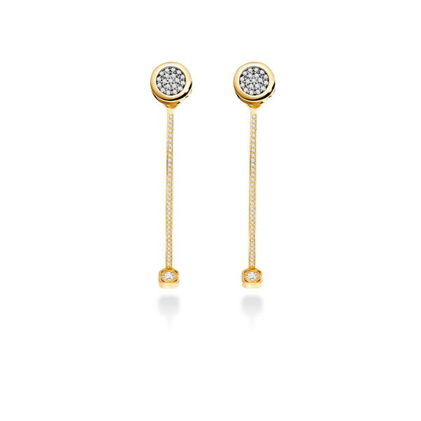 Pavé diamonds drop earrings in 18k yellow gold | Alessandra Lapeschi