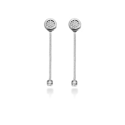 Pavé diamonds drop earrings in 18k white gold | Alessandra Lapeschi