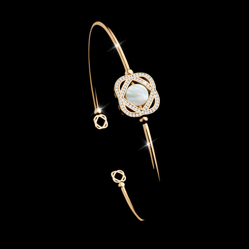 Mother of pearl & diamond bracelet in 18k rose gold  | Alessandra Lapeschi