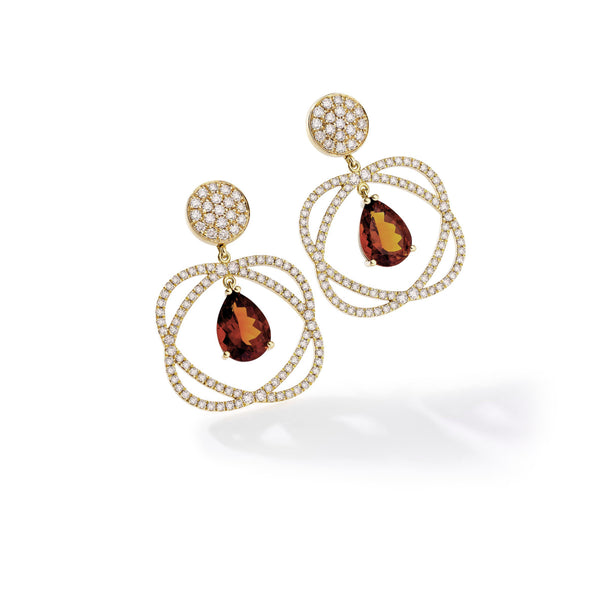 Citrine drop earrings with diamonds in 18k gold | Alessandra Lapeschi 